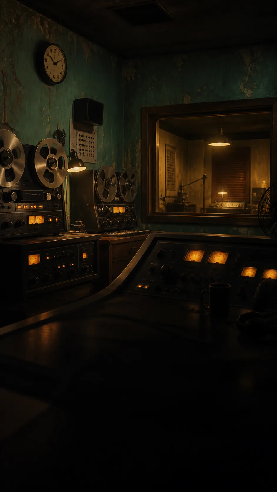 Eleven Forty in Havana cover art: a radio studio in warm night light