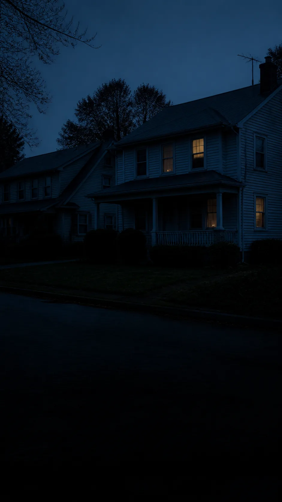 The Quiet House on Hawthorn Drive cover art: a dark house during a neighbourhood blackout